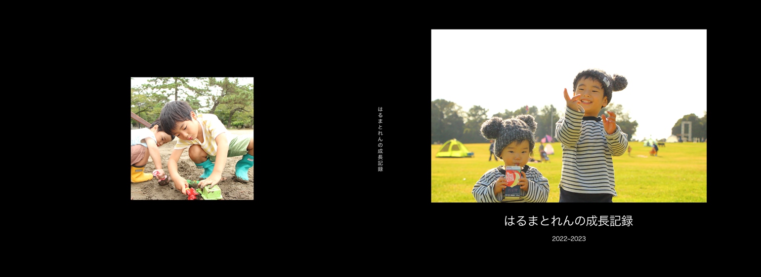 フォトブックのデザインテンプレート「シンプルブラック(横長)」